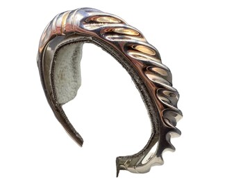 Sterling 950 Made in Italy Hinged Bangle Clamper Twisted Scalloped Design