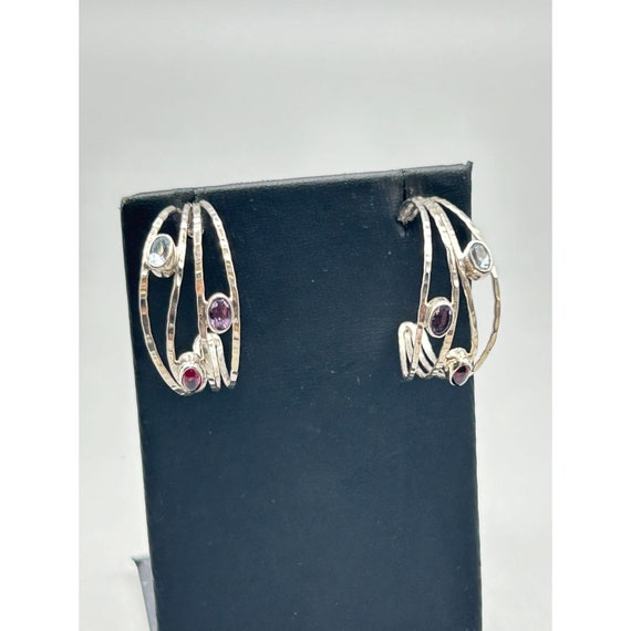 Sterling Silver & Semi Precious Stone Earrings Pi… - image 7