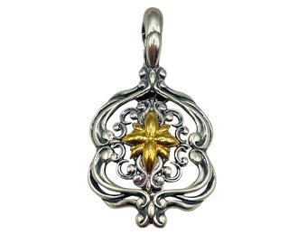 CAROLYN POLLACK Sterling Silver Brass Pendant Enhancer Magnetic Interchangeable Part