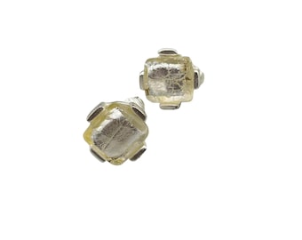 Petite Anne Klein Earrings AK Signed Silver Foiled Silver Tone Small Clip Ons