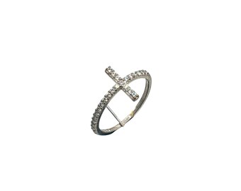Sterling Silver Ring Size 6.5 Silver 925 Cross Ring Thin Simple Band