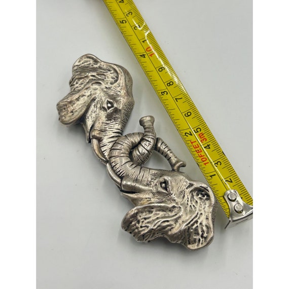 Signed PAQUETTE Elephants Belt Buckle Vintage Statement Accessories Silver Tone Signed PAQUETTE Elephants Belt Buckle Vintage Statement  main image 4