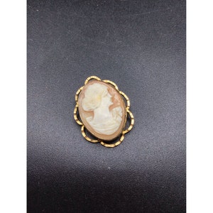 Vintage Gold Filled Carved Shell Cameo Pin Brooch PR.ST Co 1/20 12k Marked Pin