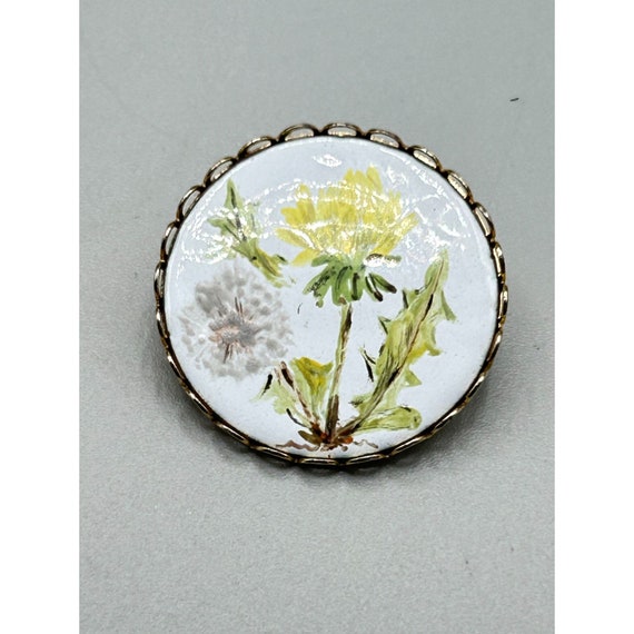 Enamel Pin Brooch Hand Painted Dandelion Flower R… - image 2