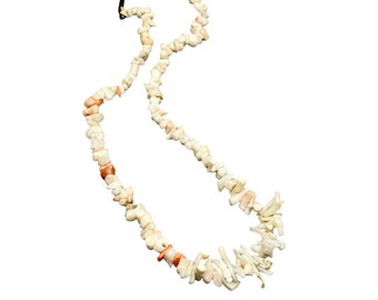 Vintage Pale Coral Necklace Chips and Branches Angel Skin Genuine Old Coral