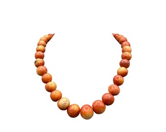 Sponge Coral Apple Coral Necklace Beaded Organic Natural Beads Graduated Strand
