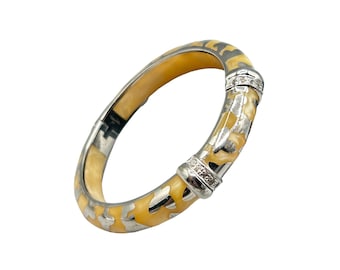 Angelique De Paris Bangle Bracelet Hinged Bangle Sterling Silver and Cream Color