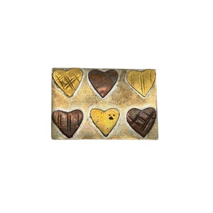Brutalist Mixed Metals Brooch Hearts Copper Brass Silver Tone Geometric Shape
