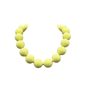 Big Chunky Beaded Pastel Yellow Necklace Vintage Pin Up Style Statement Piece