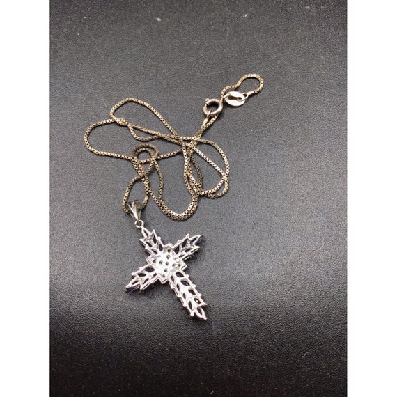 Sterling Silver Tanzanite Cross Necklace White To… - image 5