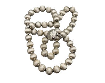 Vintage Monet 24" Silver Tone Beaded Necklace Strung On Chain Sliding Beads