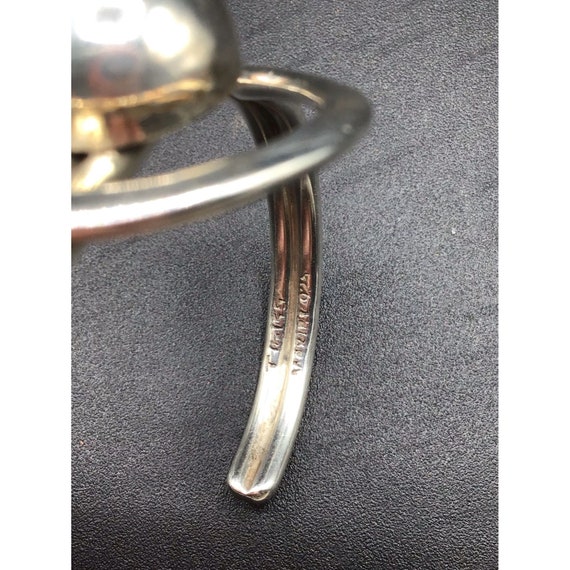 Modernist Taxco Cuff Bracelet Sterling Silver Hoo… - image 3