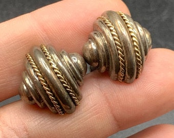 NR Nancy And Rise 925 Sterling Silver Cufflinks Silver and Gold Accents Elegant Cuff Links