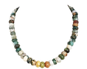 Gemstones & Sterling Necklace Statement One of a Kind Jewelry Piece Big and Bold