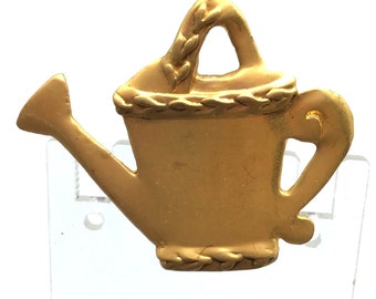 Watering Can Tie Tack Lapel Pin Matte Gold Tone Gardening Love Green Thumb Gift