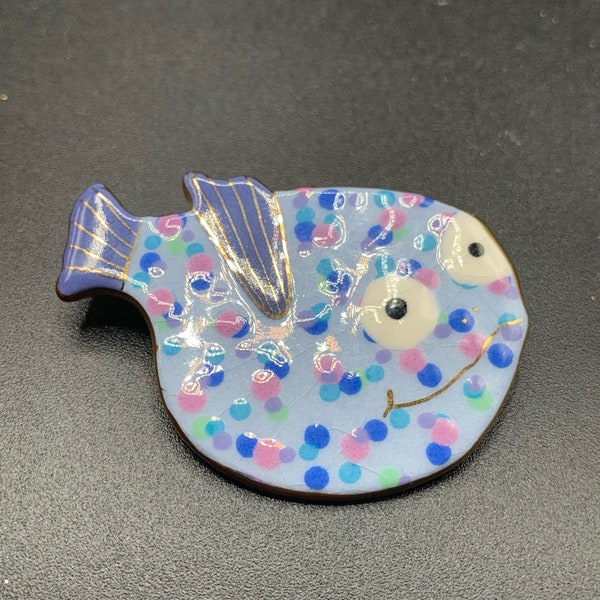 Colorful fish pin brooch ceramic hand painted fish brooch pin brooch beach theme jewelry vintage jewelry sea ocean lover gift