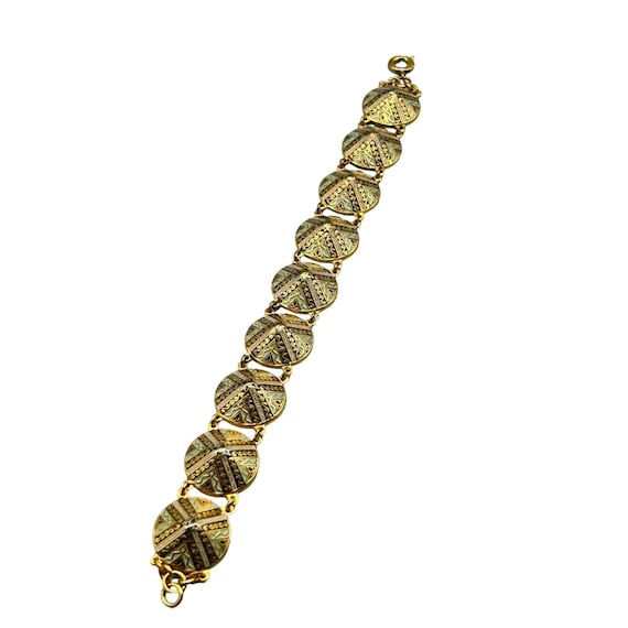 Vintage Toledo Ware Style Link Bracelet Gold Tone… - image 1