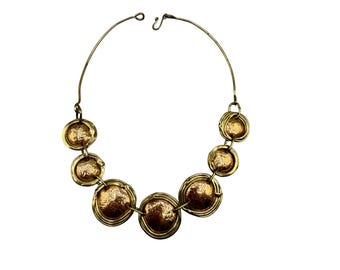 Vintage Brutalist Mixed Metals Hand Crafted Round Geometric Disks