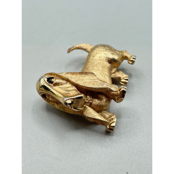 Signed BOUCHER Basset Hound Dog Pin Brooch Gold T… - image 3