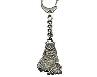 Vintage Cat Keychain P.P. 1998 Pewter Pets Key Ring Kitten Cat Lover Accessories
