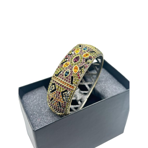 HEIDI DAUS Hidden Peek Watch in Bangle Bracelet Bronze Tone Multicolor Crystal New In Box