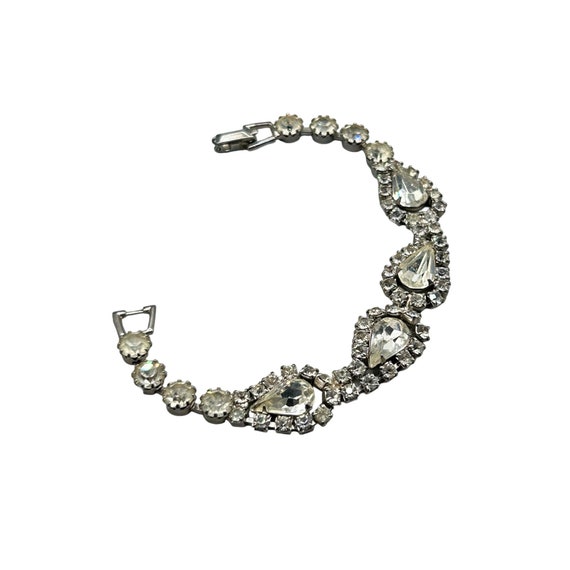 Signed Weiss Clear Rhinestones Bracelet All Prong… - image 1