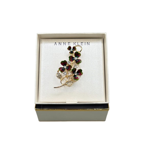 New in Box ANNE KLEIN Flower Pin Brooch Enameled w