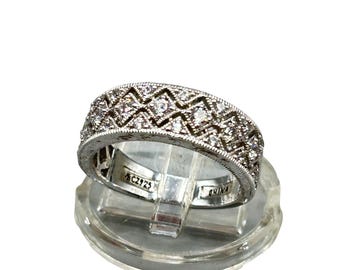Epiphany Diamonique Band Ring Size 8 Platinum Plated Over Sterling Silver