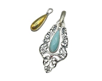CAROLYN POLLACK Pendant Blue Larimar Or Gold Plated Sterling Silver Interchangeable Enhancer
