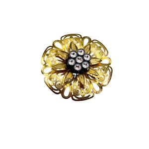 Vintage Gold Ton Blumen Brosche mit Strass Akzenten Blumen Mode Schmuck