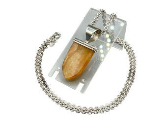 Jay King DTR Chalcedony Quartz Pendant Necklace On RLM 925 Sterling Chain