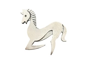 Vintage Horse Pin Brooch Stylized Modernist Animal Figural Equestrian  Pin