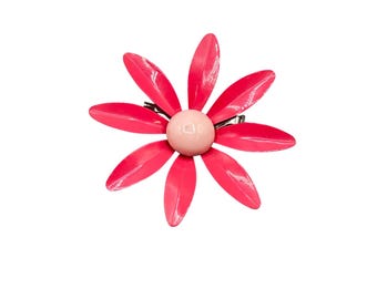 Vintage Enamel Flower Pin Brooch Pink Daisy Pink Center Fun Flower Jewelry