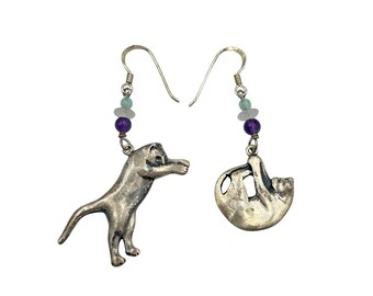Vintage Lucy Isaac Earrings Playful Cat Dangles LIJ NY SS Sterling 925 Jewelry