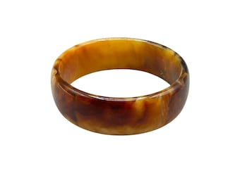 Vintage Plastic Bangle Bracelet Butterscotch Color Retro 70s Jewelry