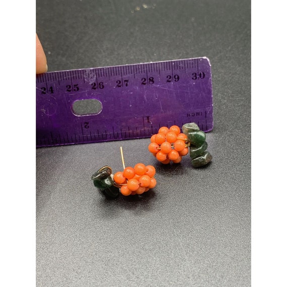 Coral Earrings Beaded Clusters Berry Earrings Wit… - image 5