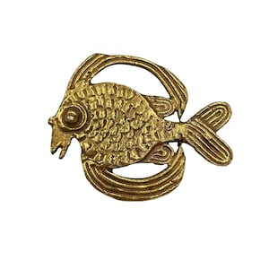 Vintage Ancient Fish Brooch ALVA STUDIOS Museum Replica Gold Tone Figural Brooch