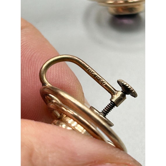 Vintage Gold Filled Amethyst Earrings Screw Back … - image 5