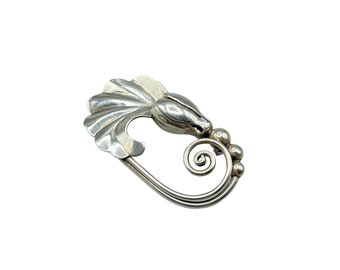 Georg Jensen Flower Brooch Pin USA LP Sterling 138 Numbered Handcrafted Jewelry