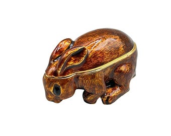 Edgar Berebi "Little Bunny" Enamel Trinket Box Limited Edition With Carrot Charm