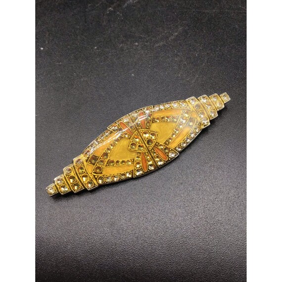 Pierre Bex Art Deco Revival Bar Brooch Rhinestones Art Nouveau