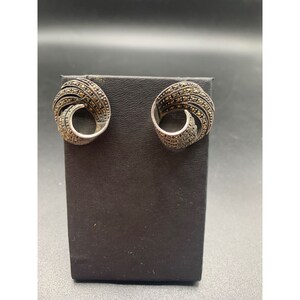 Judith Jack Sterling Silver Marcasite Earrings Curved Swirls Pierced Studs