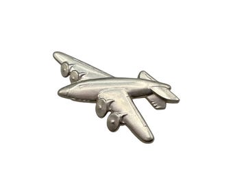 Vintage Plane Airplane Pin Brooch Blue Q Boston 1989 Made In Usa
