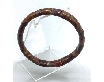 Elastic Stretch Beaded Bracelet Semi Precious Stones Earthy Brown Tone Beads