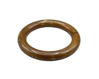 Vintage Marbled Plastic Bracelet Tubular Design Brown Bangle Chunky Plastic