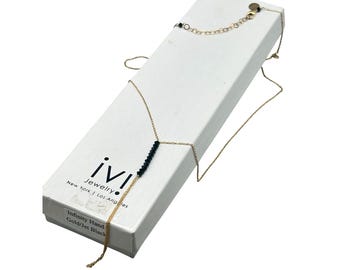 IVI Jewelry Infinity Necklace Black Jet Beads Gold Filled thin Delicate Chain