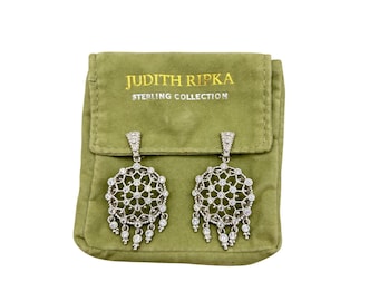 JUDITH RIPKA Sterling Silver And Diamonique "SUNLACE" Clip-on Omega Back Earrings