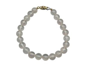 Vintage Pale Rose Quartz Bracelet Beaded 7" Semi Precious Gemstone Jewelry