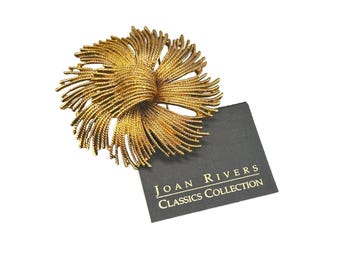 Joan Rivers Classics Collection Gold Tone Flower Cordelia Pin Brooch Swirl Rope