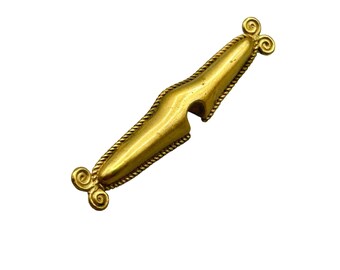 Museum Replica Unsigned Bar Pin Aztec Ethnic Design Brooch Matte Gold Tone Pin